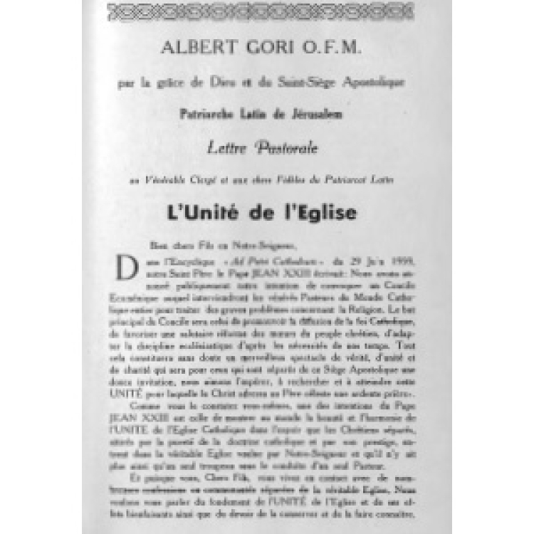 Gori - Lettre Pastorale 1962 L'Unita de L'Eglise [Fr][It][Ar]
